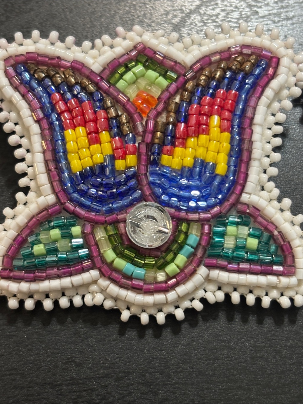 Authentic Indigenous Hand-Beaded Flat Stitch Floral Tulip Earrings - Picture 3 of 6